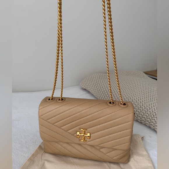 Tory Burch Kira Chevron Convertible Shoulder Bag | Dust Bag Include| Desert Dune - Picture 10 of 16